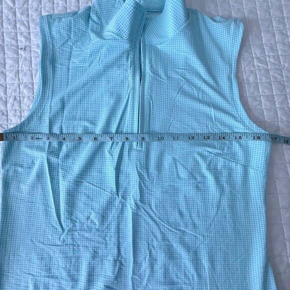 IBKUL Womens Sleeveless Aqua Gingham Zip Neck Dress S UPF 50+ Cool Feel Nylon Bl - Picture 11 of 12